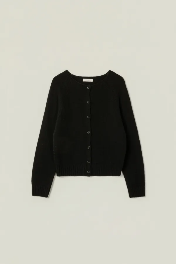 FLURRY FINE LAMBS WOOL KNIT CARDIGAN_BLACK