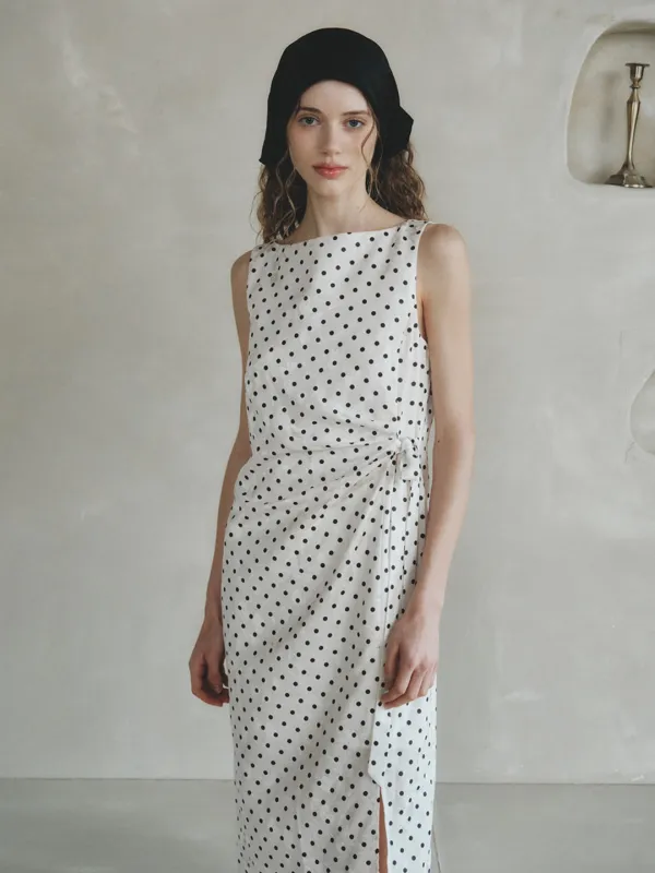 BONITA dot long sleeveless dress_ivory(6/9 예약배송)
