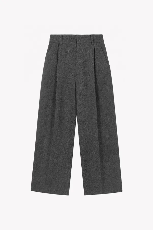 Muren Wool Herringbone Wide Pants (Gray)