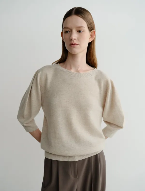 Maeve Volume Sleeve Pullover (Oatmeal)