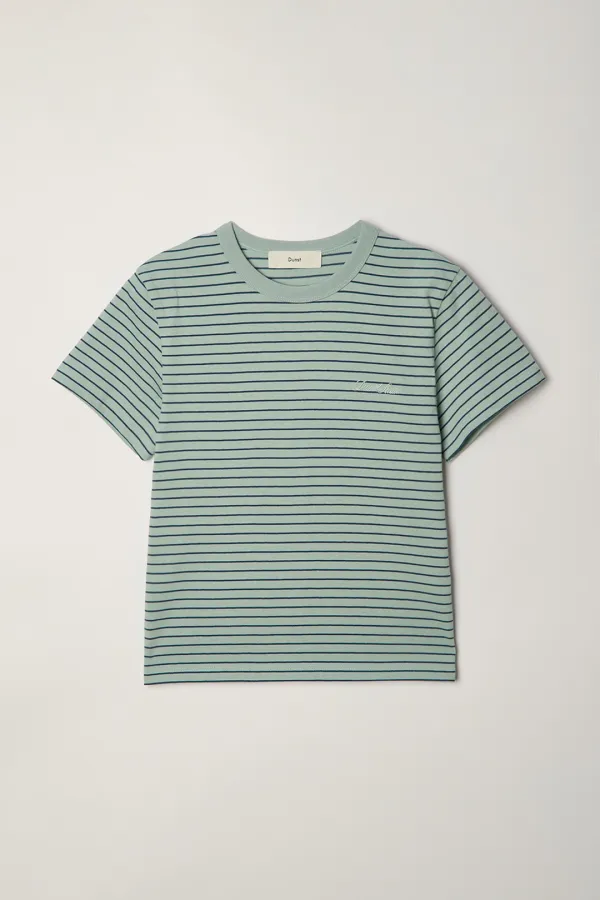 ESSENTIAL STRIPE LOGO T-SHIRT MINT / BLUE STRIPE