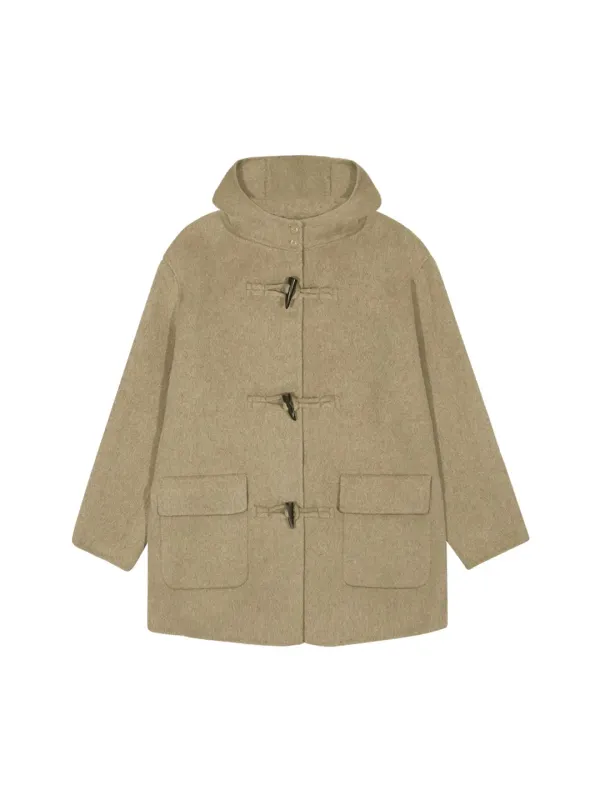 HOODED WOOL DUFFLE COAT (KHAKI BEIGE)