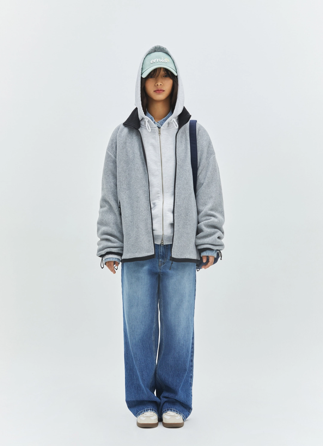 이미스 OVERSIZED HEART WAPPEN ZIP UP FLEECE-GRAY 상품 이미지 2