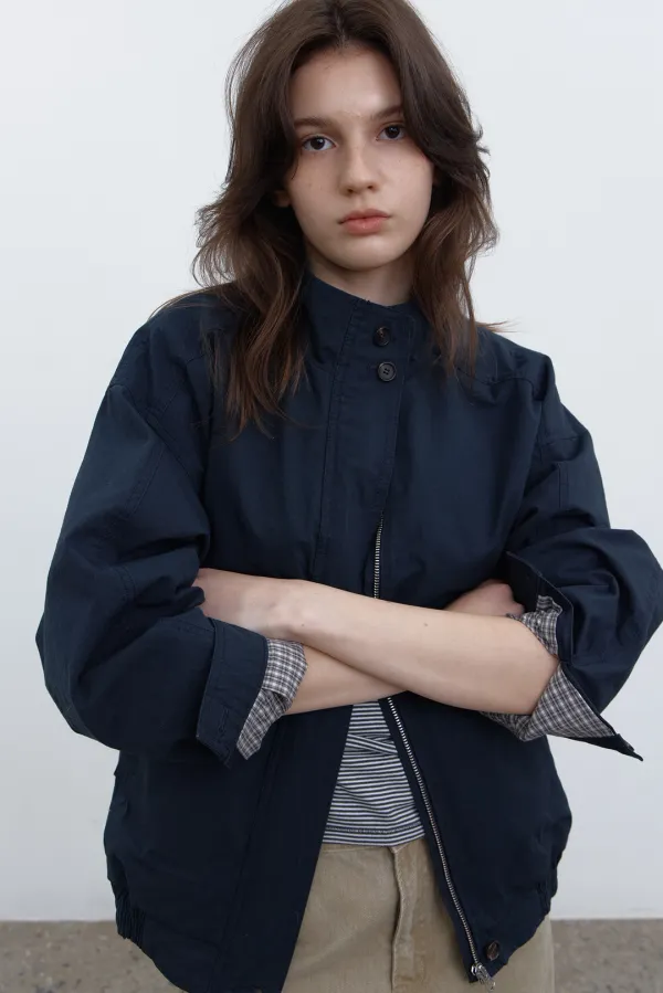 [14차] Classic harrington jumper (navy)