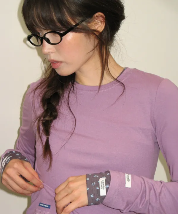 [10/2 순차배송] SOFT MINI LABEL LONG SLEEVE PURPLE