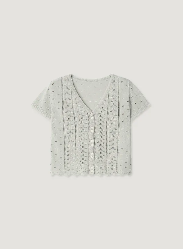GINGER CROCHET CARDIGAN_MIST GREY