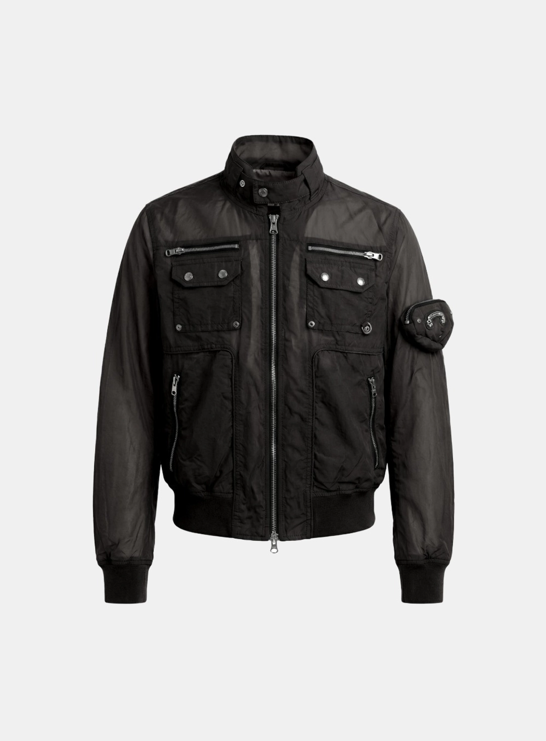 배드블러드 [w-jkt26-034] Daytona High-Neck Lightweight Nylon Bomber Jacket - Black 상품 이미지 1