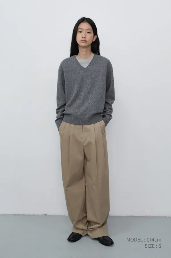 [LIMITED OFFER] UNISEX CASHMERE V-NECK SWEATER MELANGE GREY_UDSW6C111G2