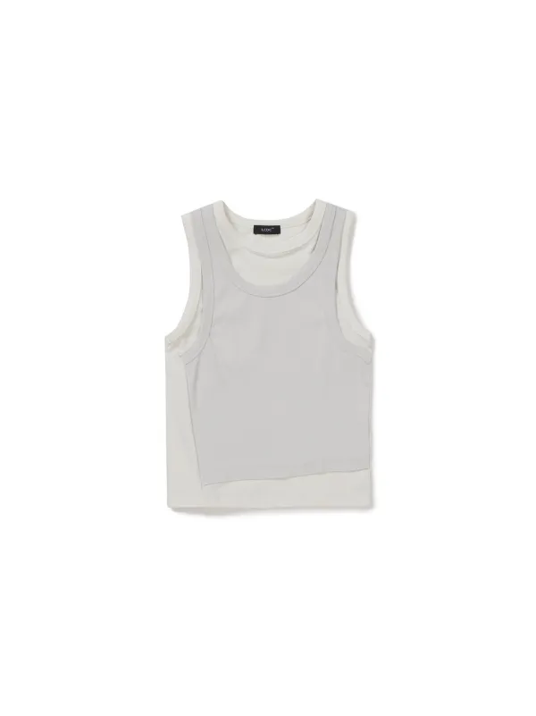 DOUBLE LAYERED SLEEVELESS TOP (WHITE)