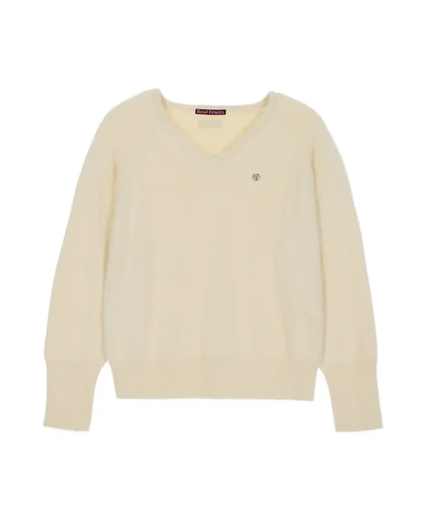 Fur V-neck Knit [Butter]