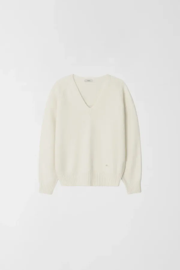CASH MERINO WOOL V-NECK KNIT_IVORY_OD3C2MKN91IVY