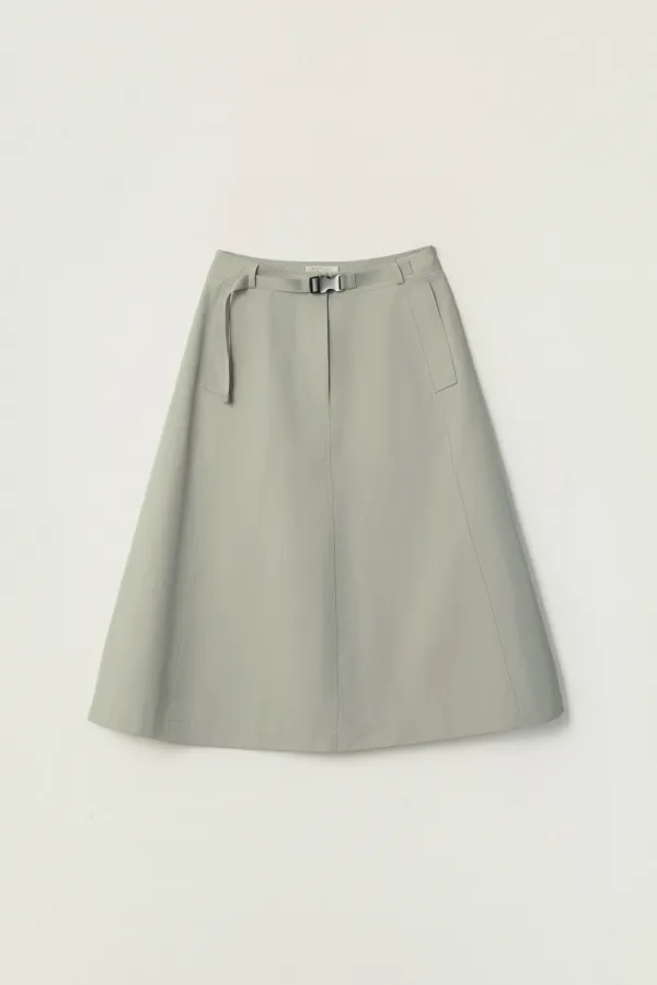 BRISA NYLON BELT SKIRT_KAHKI