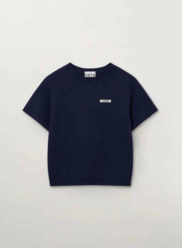 (W) Basic Half Sweatshirt - Navy