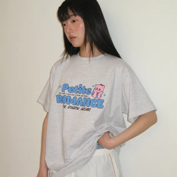 PETIT ROMANCE BASIC FIT T SHIRT WHITE MELANGE