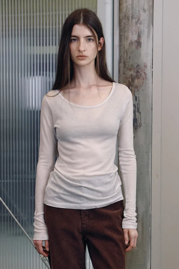 soft layered tee - beige