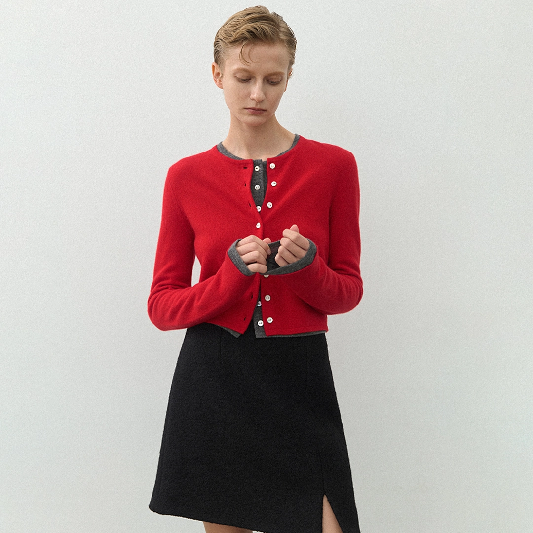 아뜰리에 나인 (Z-CD-2173)ESSENTIAL CASHMERE CROP CARDIGAN 상품 이미지 1