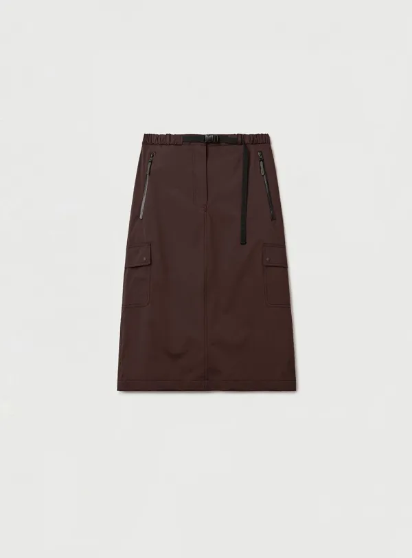NYLON CARGO SKIRT - BROWN