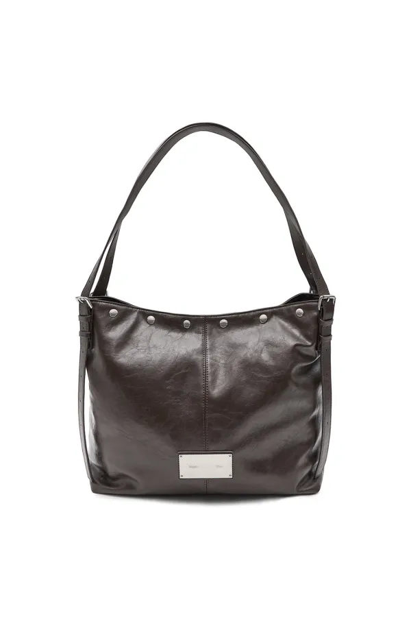 MATIN STUD POINT LARGE SHOULDER BAG IN BROWN