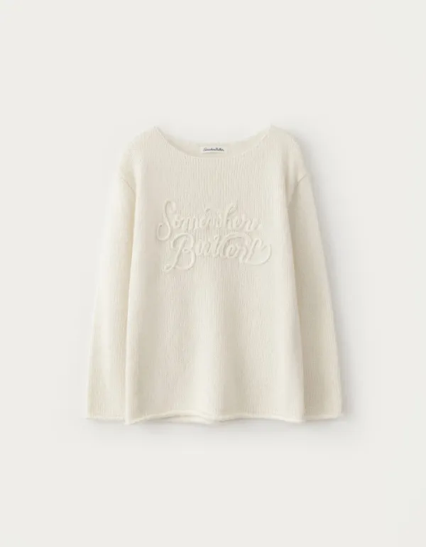 Mohair Letter Long Sleeve Knit - Ivory