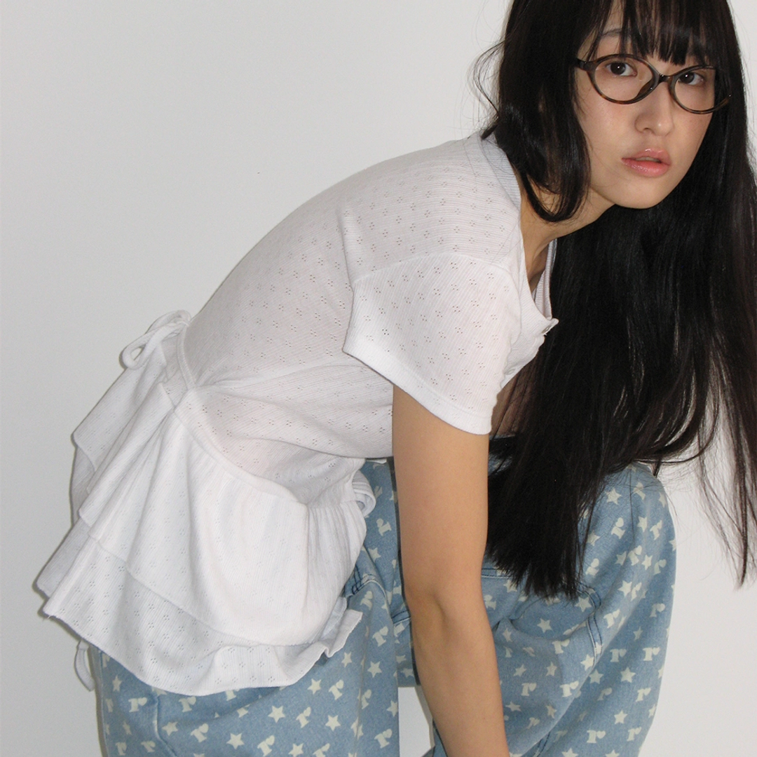 론론 SOFT FRILL BUTTON COTTON CARDIGAN WHITE 상품 이미지 1