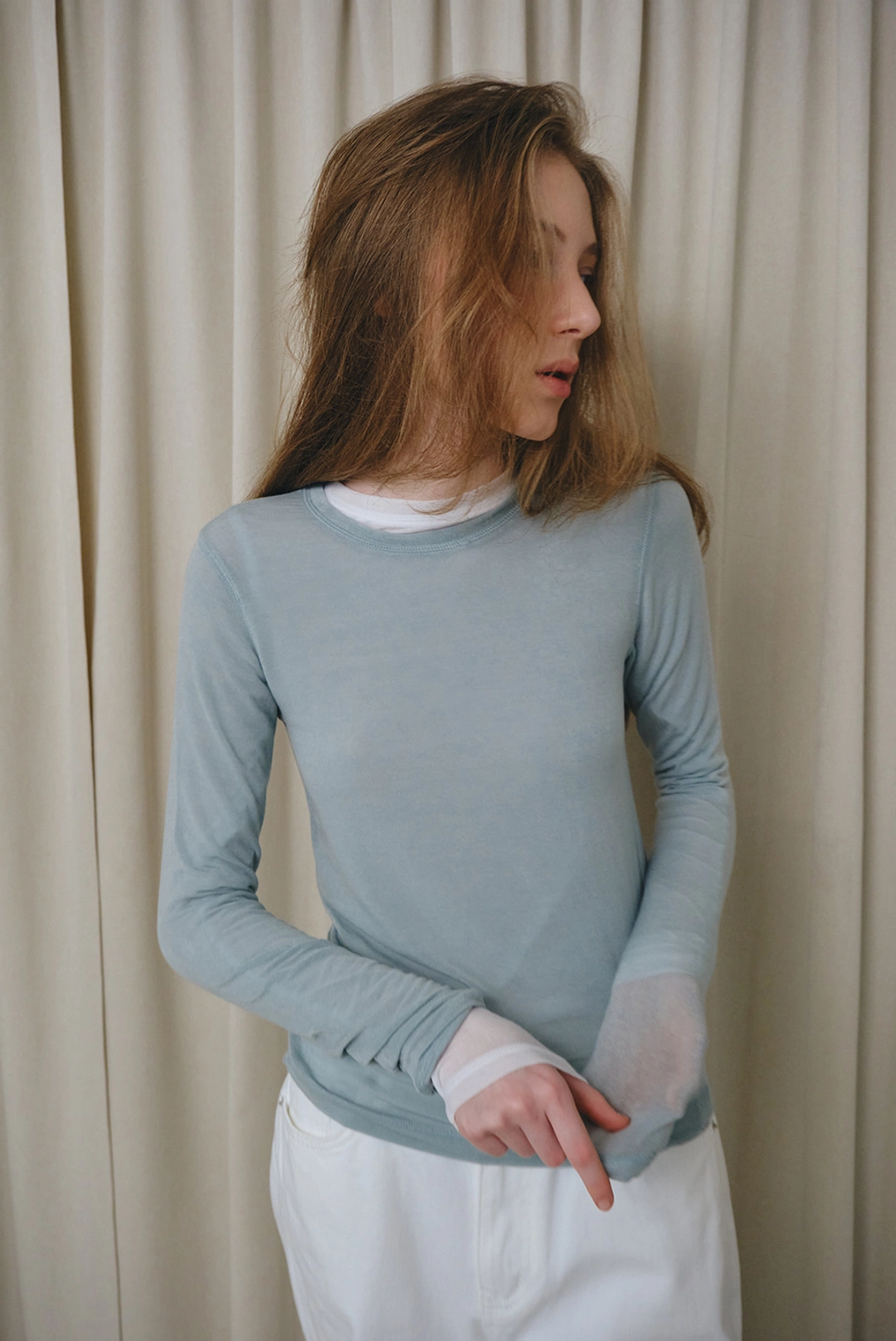 브렌다 브렌든 soft sleeve tee - mint 상품 이미지 2