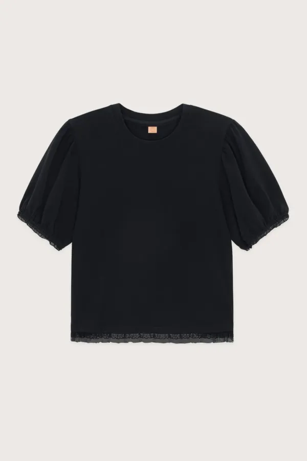 Double Lace Puff T-Shirts (Black)