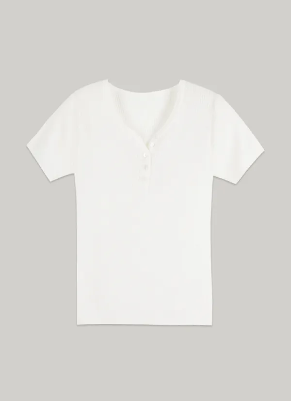 comos 1470 henly-neck button knit (ivory)