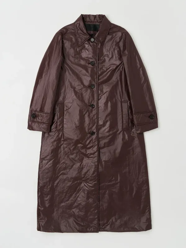 PADDED LONG COAT IN BURGUNDY