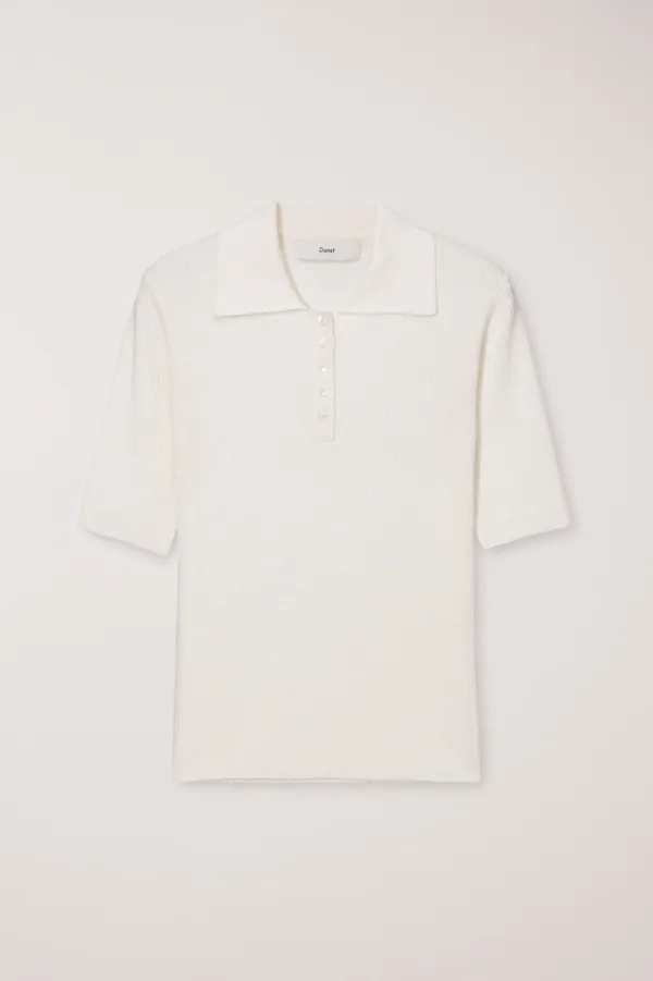 BUTTONED SLIM POLO KNIT CREAM_UDSW6B231CR