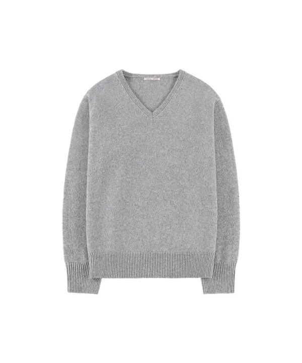 KN4290 에센셜 브이넥 니트_Melange gray