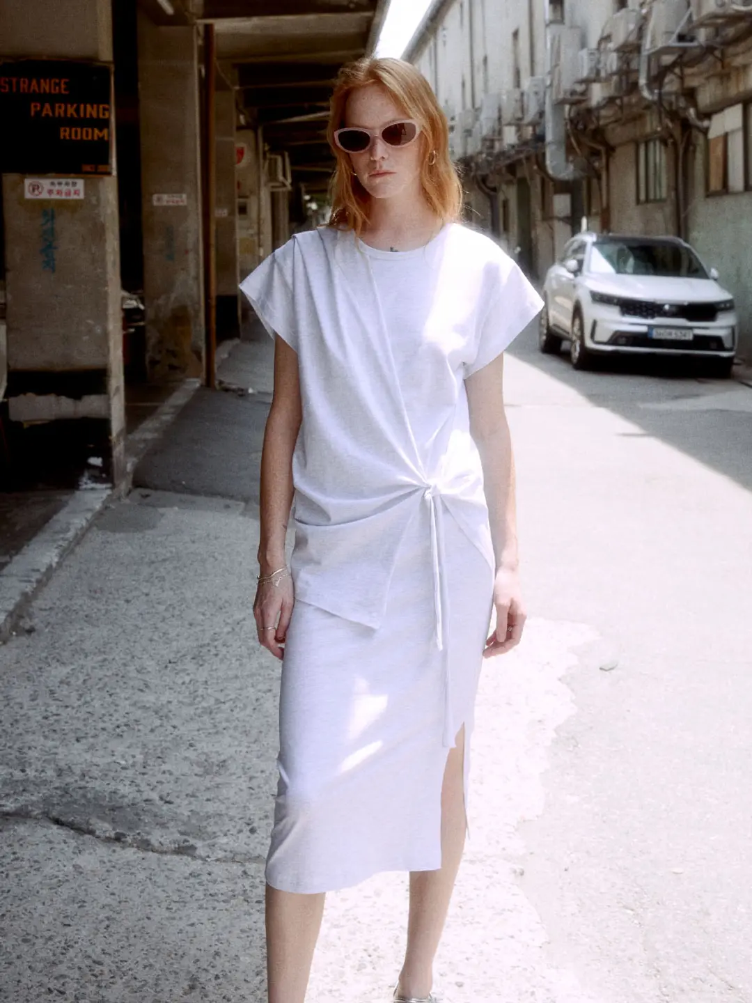 뮤제 [2nd] MARTINELLI Draped Layered Jersey Dress_M.Gray 상품 이미지 1
