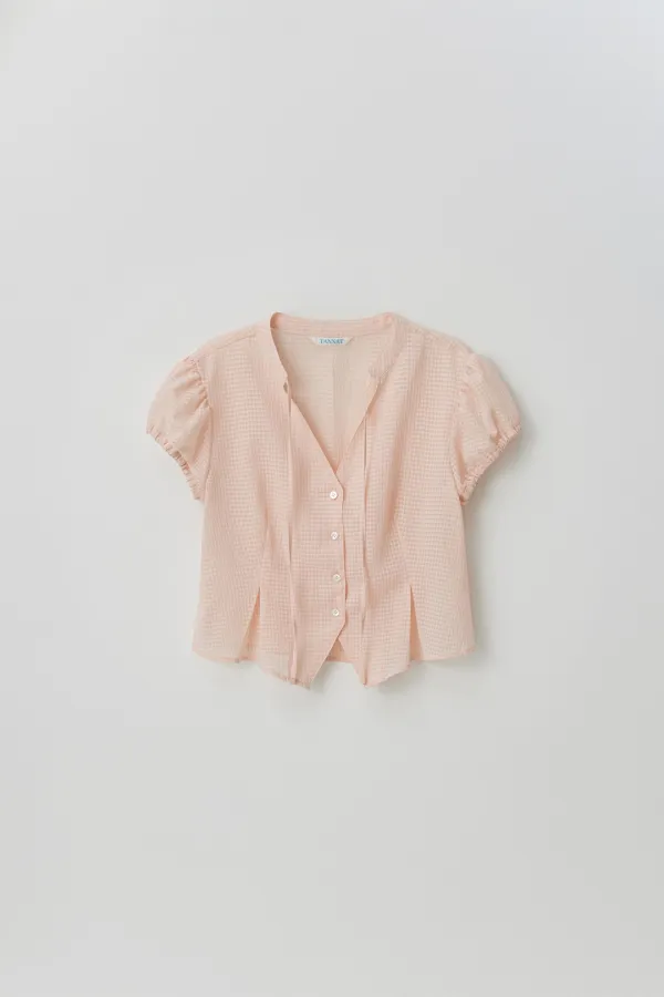 (3rd re-stock) T/T Berrycheck blouse (peach)