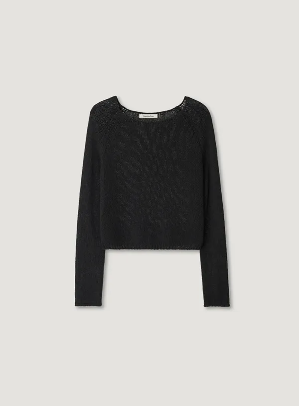 NEFF LINEN CROP KNIT_CHARCOAL
