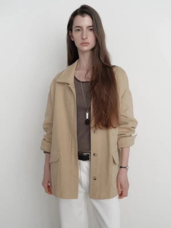 MAREN COTTON HALF JACKET_BEIGE