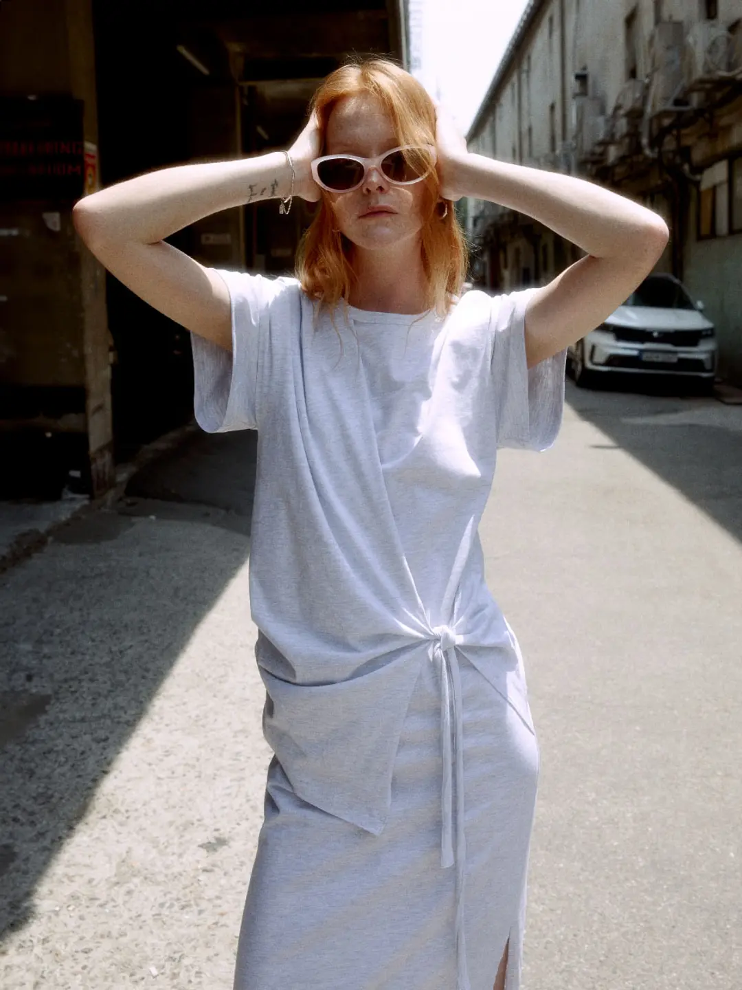 뮤제 [2nd] MARTINELLI Draped Layered Jersey Dress_M.Gray 상품 이미지 3
