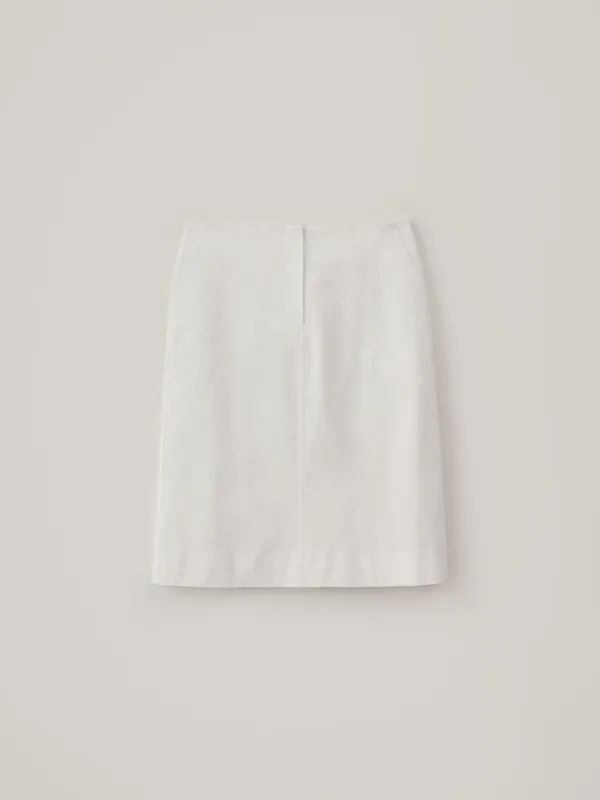 Classic Cotton Midi Skirt - Ivory