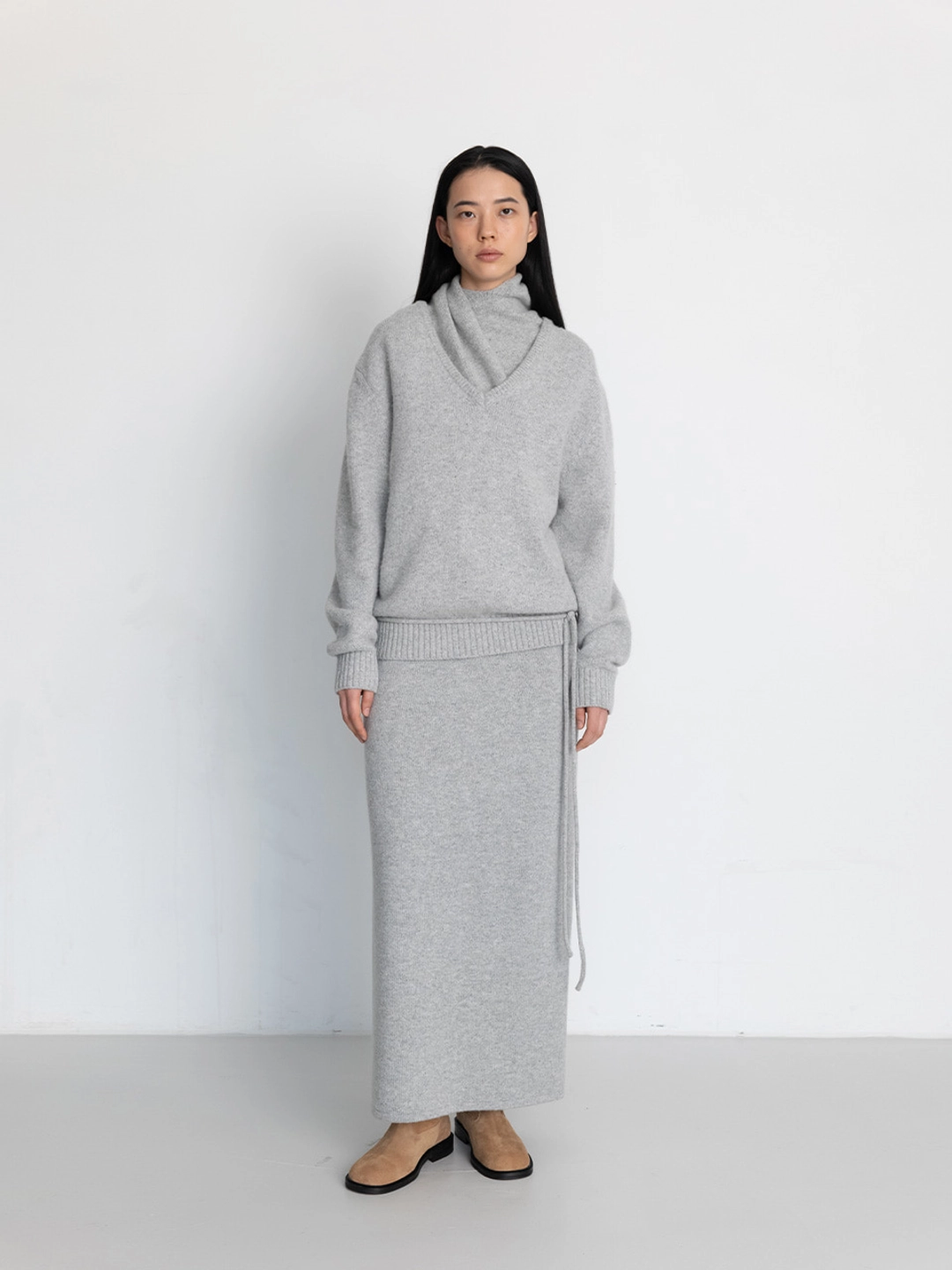 르917 ALPACA BLEND LONG SKIRT [GREY] 상품 이미지 2