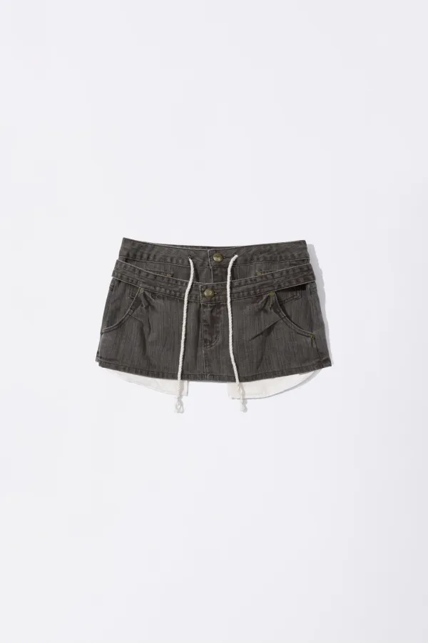 Apron Layered Mini Skirt Charcoal