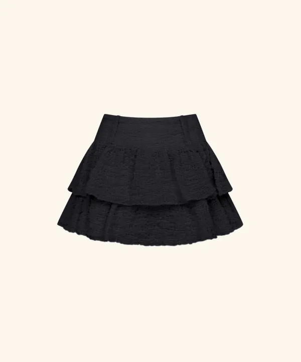 Summer Wrinkle Cancan Mini Skirt ( Black )
