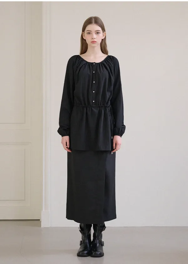  [44-120]  Clara String Rayered Blouse  클라라 스트링 레이어드 블라우스 (봄-가을-하객룩-데일리룩-일상-출근룩-스트링-셔링-자체제작) 