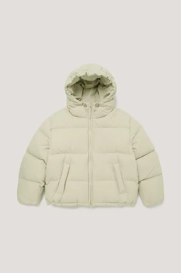 UNISEX HOODED LIGHT GOOSE DOWN JACKET CREAM BEIGE