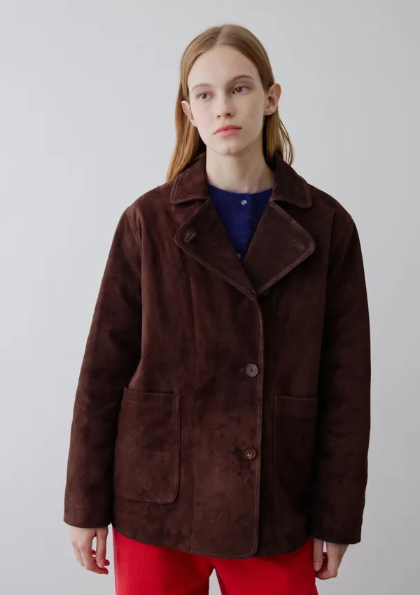 Mused Real Suede Double Jacket - Dark Brown