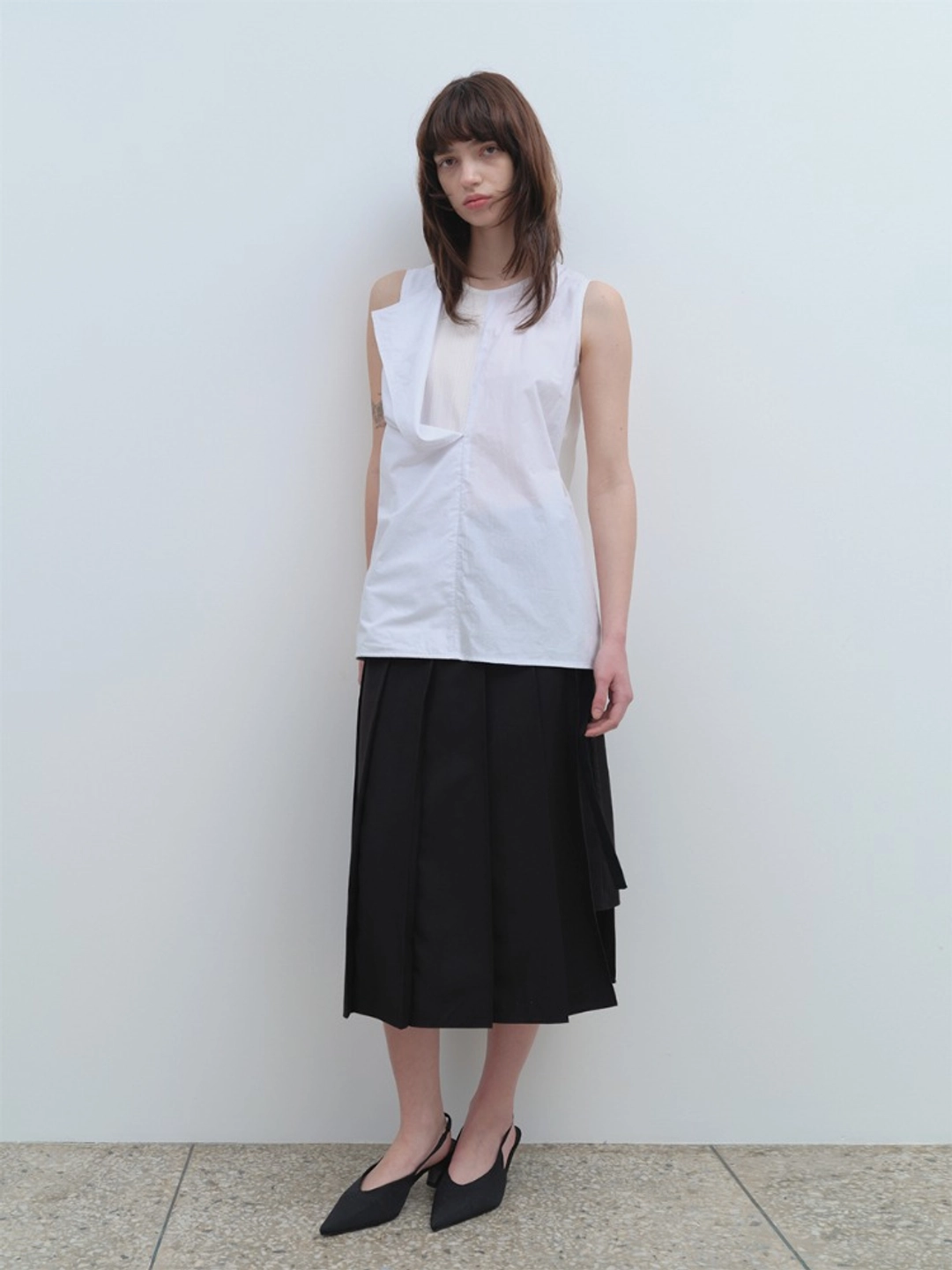 밀로 우먼 Zipper Layer Pleats Skirt [Black] 상품 이미지 2