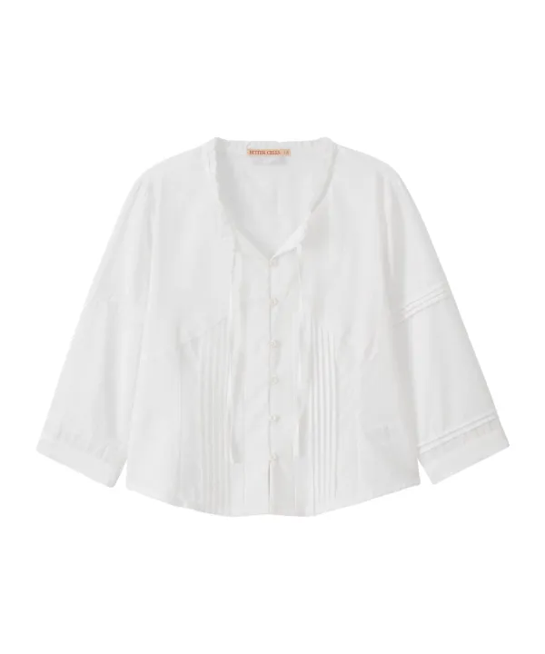 Ella Pintuck Blouse-White