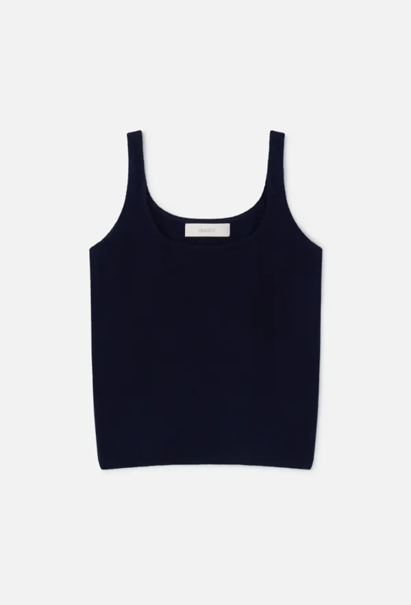 Cashmere Sleeveless Knit Top (Navy)