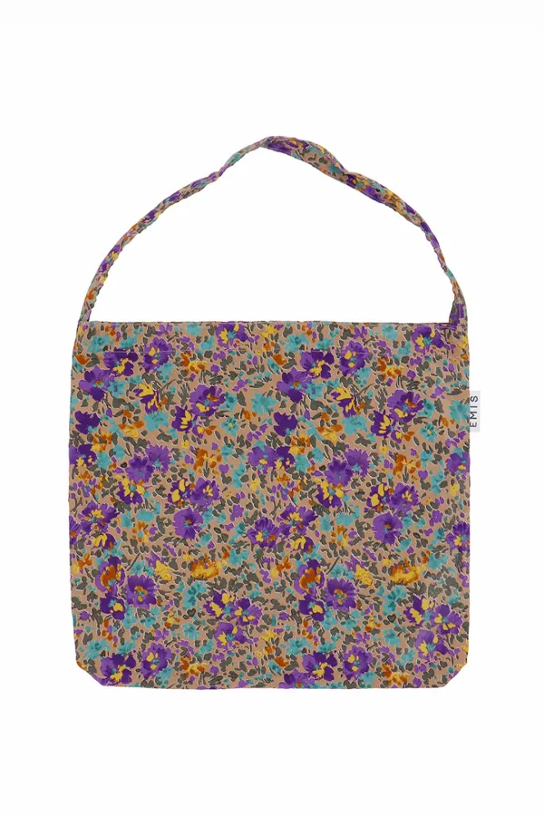 PAINTING FLOWER ECO BAG-SANDY BROWN