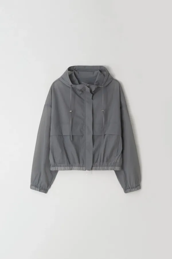 Hooded windbreaker (dark gray)