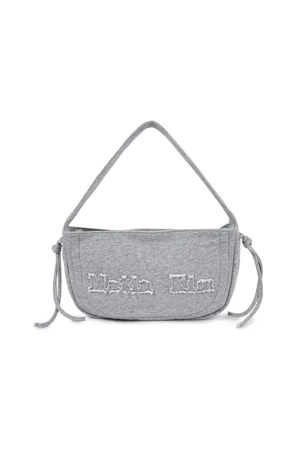 APPLIQUE LOGO JERSEY SHOULDER BAG IN GREY