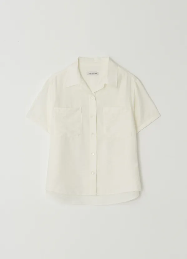 [6/16 예약출고] Half sleeves silky shirts_IVORY