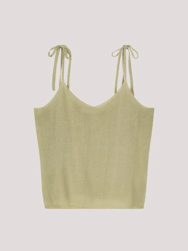 Twoway String Sleeveless Knit_Light Olive